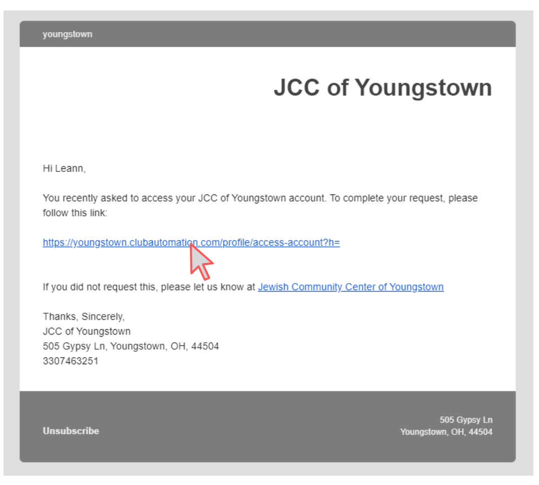 JCC of Youngstown - Club Automation Member Portal Access Guide